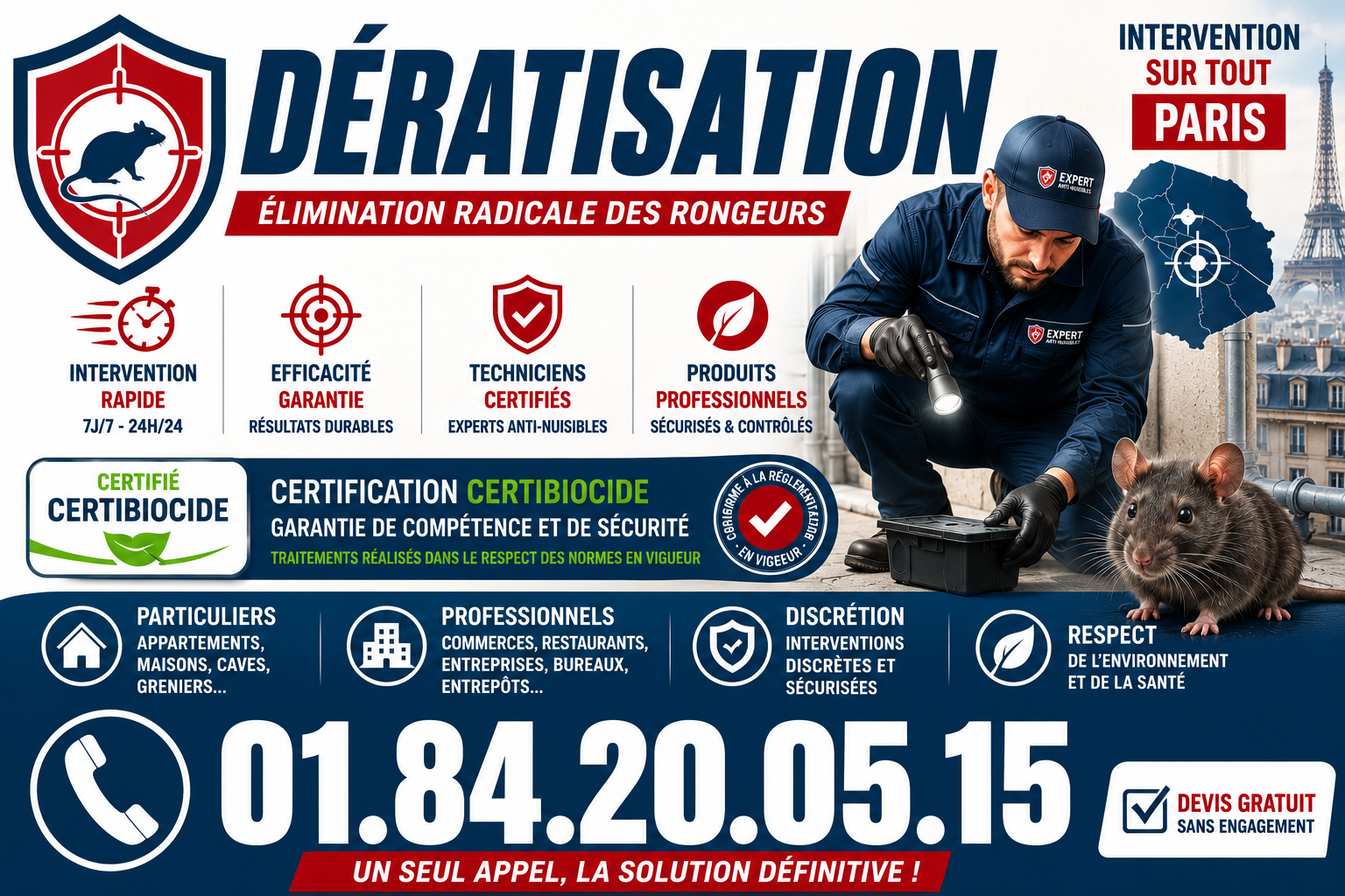 Deratisation Paris 15